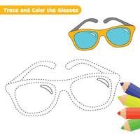 orange glasses tracing and coloring page for kids with colorful drawing vector