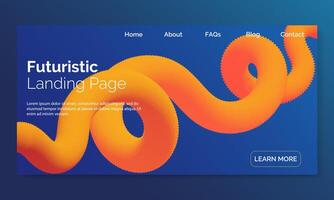 3D flowing blend gradient design for web site, colorful fluid shape isolated on background, futuristic design backdrop, landing page vector