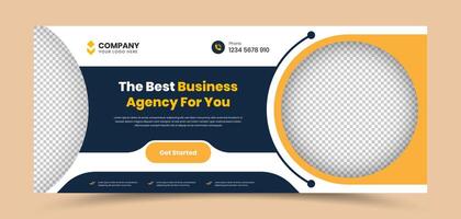 Abstract designed business agency social media and web cover banner template with image placeholder vector