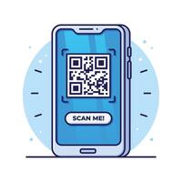 Cartoon Smartphone Scan QR Code Concept Illustration vector