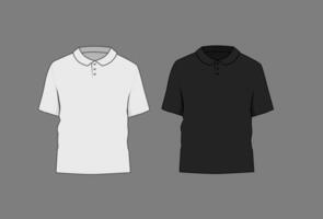 Basic black mal polo shirt mockup. Front and back view. Blank textile print template for fashion clothing. vector