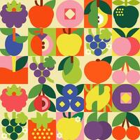 Seamless pattern with fruits. Geometric and minimalist style. Great for backgrounds, cards, posters, banners, textile prints, covers, web design. vector