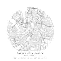 Sydney ciudad centro, Australia, urbano detalle calles carreteras redondo circulo mapa , elemento modelo imagen vector