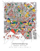 johannesburgo,sur África urbano detalle calles carreteras color mapa vector