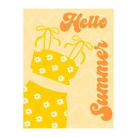 Summer banner, background withsummer clothes and lettering Hello summer. Summer banner or poster design. vector