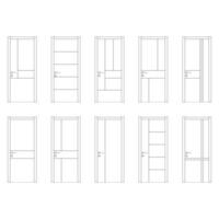 Minimalist doors set graphic black white isolated sketch illustration , EPS 10. vector