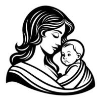 Mother day black line style art vector