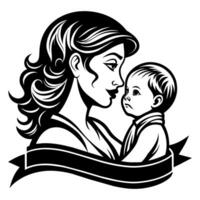 Mother day black line style art vector