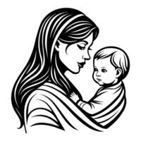 Mother day black line style art vector