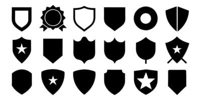 Beautiful set of shields silhouettes. Black badges shape label collection for military, police, soccer and others. vector