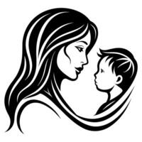 Mother day black line style art vector