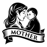 Mother day black line style art vector