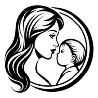 Mother day black line style art vector