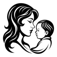 Mother day black line style art vector
