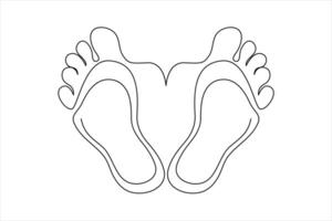 Continuous single line Baby foot one line style. Hand drawing. stock illustration vector