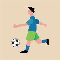 un hombre jugando futbol.ilustracion para sitio web, aterrizaje página, móvil aplicación, póster y bandera. de moda plano ilustración vector