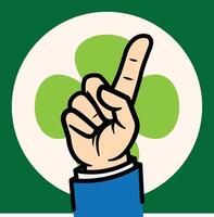 a hand pointing to the top with a green circle on it vector