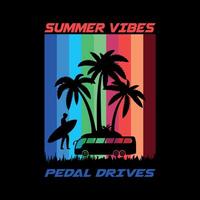 verano vibraciones pedal unidades t camisa diseño vector