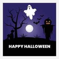 Happy Halloween social media post template vector