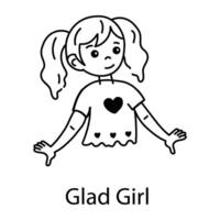 Trendy Glad Girl vector