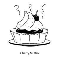 Trendy Cherry Muffin vector