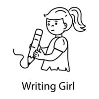 Trendy Writing Girl vector