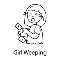 Trendy Girl Weeping vector