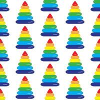 Children's educational toy pyramid with multi-colored rings. Seamless pattern. illustration on a white background. vector