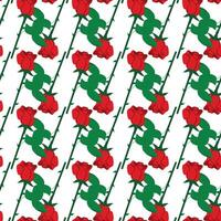 Red rose in flat style. Simple seamless pattern. cool illustration. vector