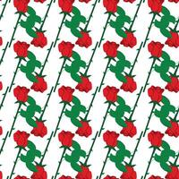 Red rose in flat style. Simple seamless pattern. cool illustration. vector