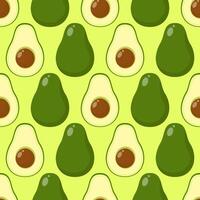 Seamless pattern of cut and whole juicy avocado vector