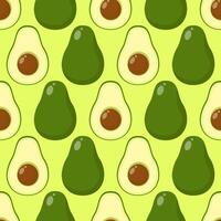 Seamless pattern of cut and whole juicy avocado vector