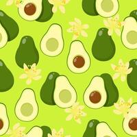 Seamless pattern of avocado and flowers vector