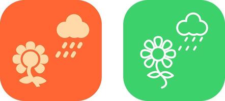 flor con lluvia icono diseño vector