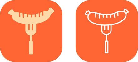 Sausage on Fork Icon Design vector