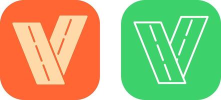 Two Way Road Icon Design vector