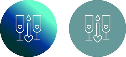 Two Glasses Romantic Icon Design vector