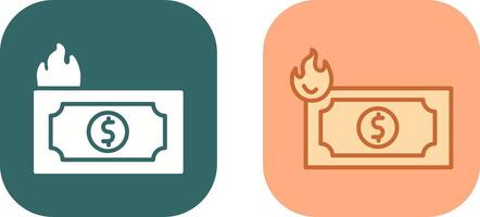 Dollar On Fire Icon Design vector