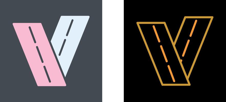 Two Way Road Icon Design