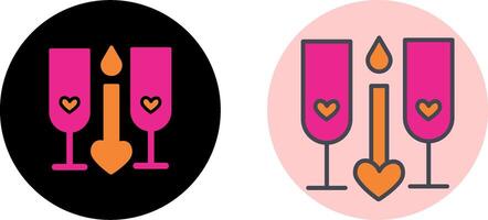 Two Glasses Romantic Icon Design vector