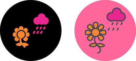 flor con lluvia icono diseño vector