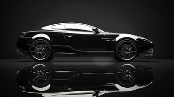 a black sports car on a reflective surface photo