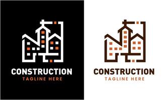 construcción minimalista edificio logo icono modelo idea vector