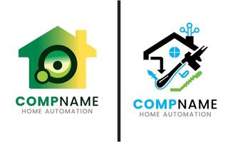 Home automation technology electronic digital internet smart building logo icon template design vector