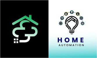 Home automation technology electronic digital internet smart building logo icon template design vector