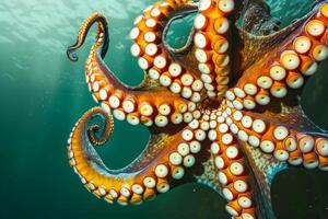 AI generated Colorful Octopus Spreading Tentacles in Ocean photo