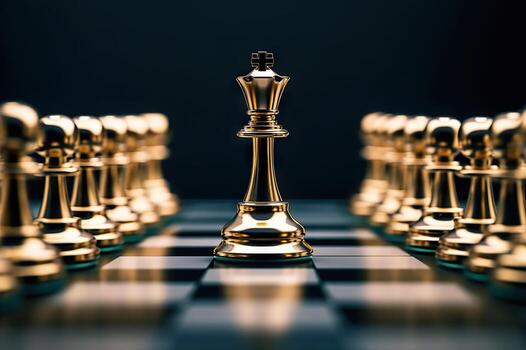 AI generated The Powerful Leader of the Chess Game Embracing Business Concepts of Strategy, Success, and Leadership. created with Generative AI photo