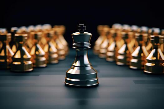 AI generated The Powerful Leader of the Chess Game Embracing Business Concepts of Strategy, Success, and Leadership. created with Generative AI photo