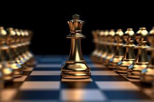 AI generated The Powerful Leader of the Chess Game Embracing Business Concepts of Strategy, Success, and Leadership. created with Generative AI photo