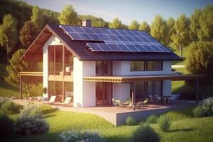 AI generated Harnessing the Sun's Power Eco-Friendly Solar-Powered Homes for Sustainable Living. created with Generative AI photo